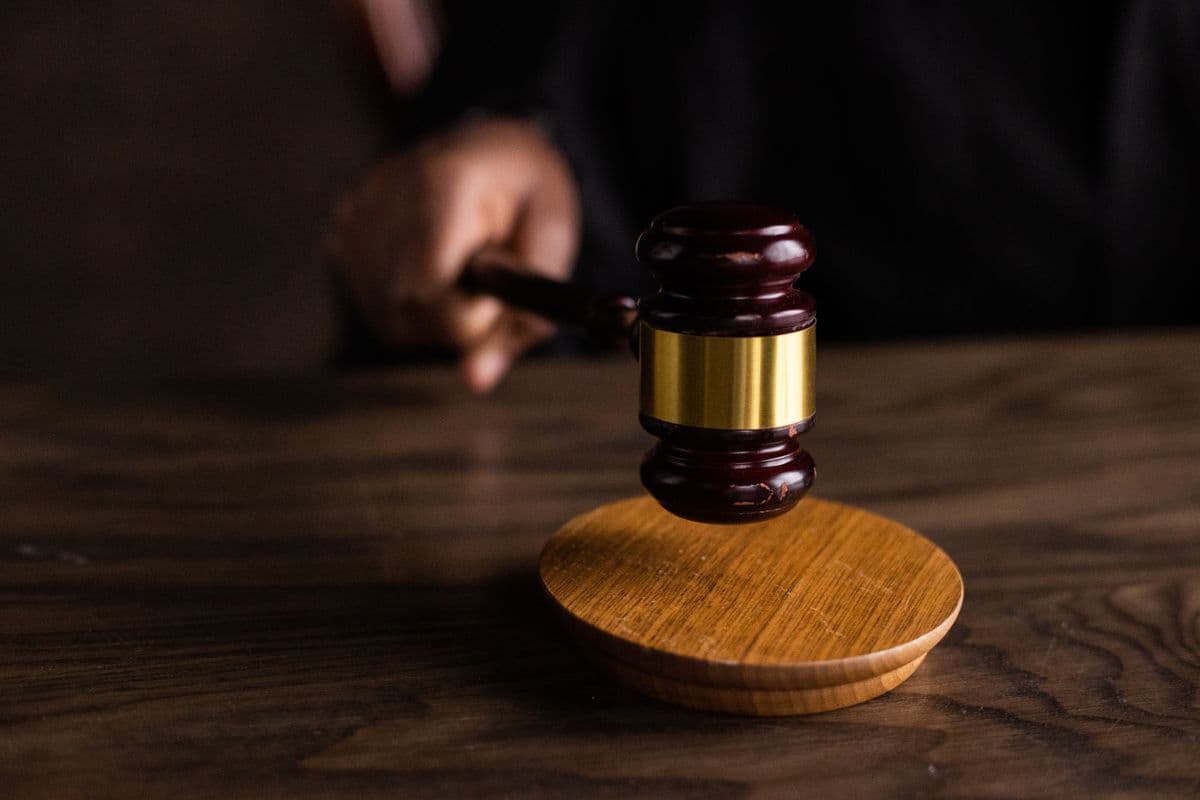Auctioneer's gavel on a sound block